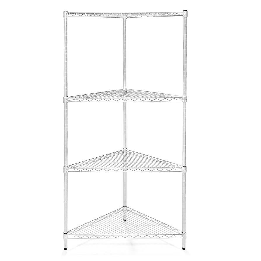 Amazon.co.jp: 24インチ 三角コーナー ワイヤーシェルフ 4段付き